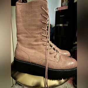 Pink combat boots